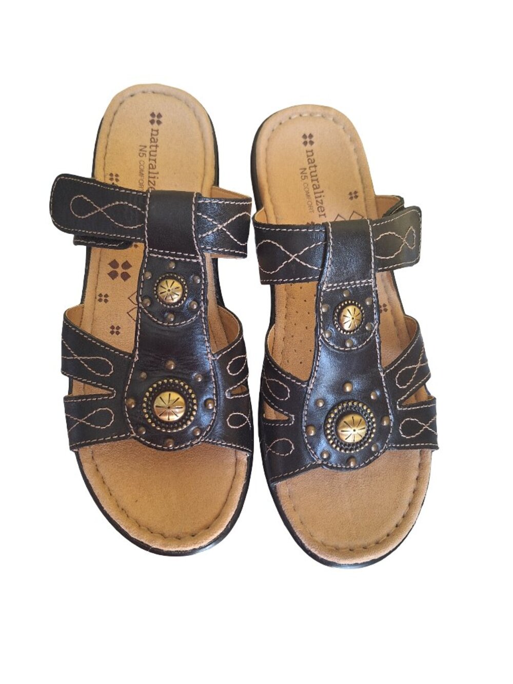 Naturalizer Journie Comfort Black Leather Gladiator Sandals Studded Sz 8.5